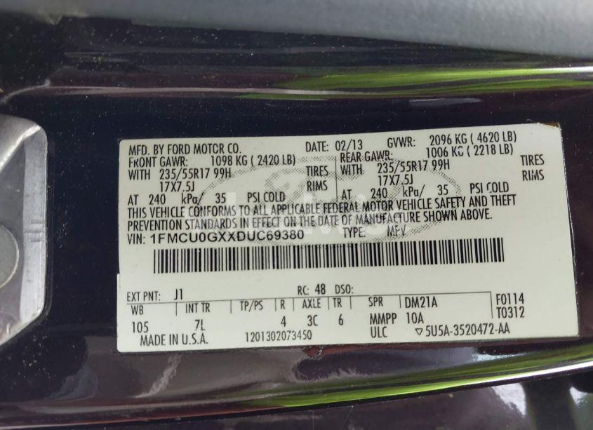 Photo 9 of 2013 Ford Escape SE (VIN 1FMCU0GXXDUC69380)