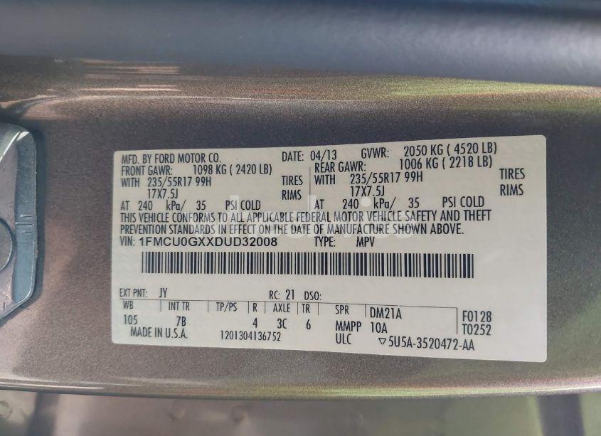 Photo 9 of 2013 Ford Escape SE (VIN 1FMCU0GXXDUD32008)