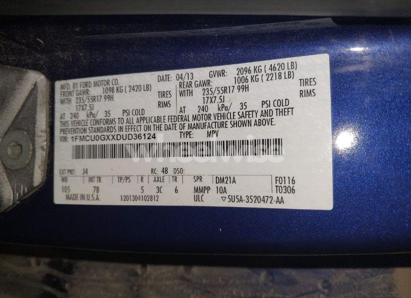 Photo 9 of 2013 Ford Escape SE (VIN 1FMCU0GXXDUD36124)