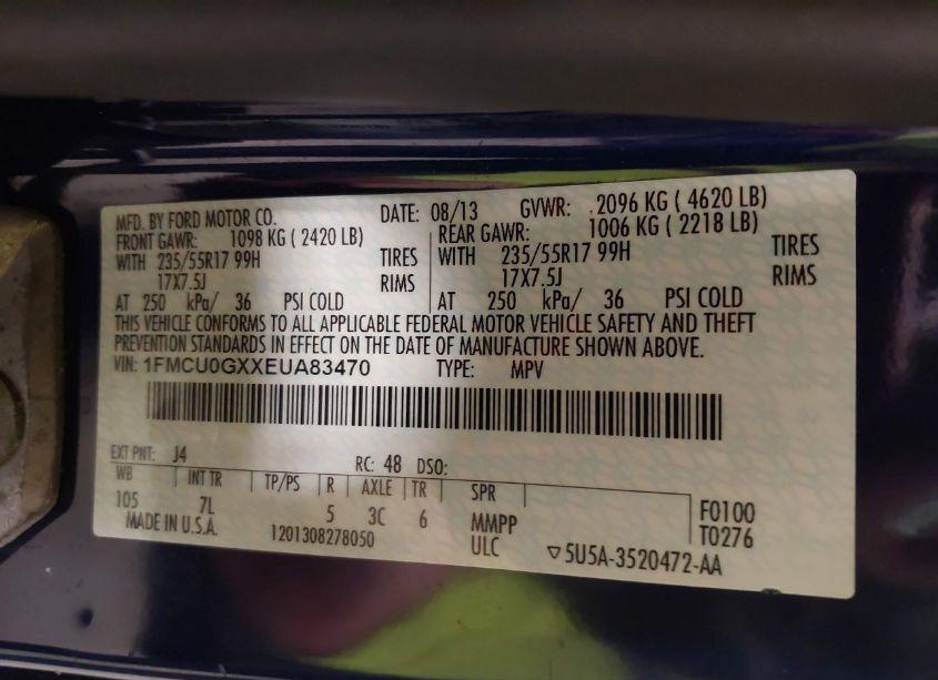 Photo 9 of 2014 Ford Escape SE (VIN 1FMCU0GXXEUA83470)