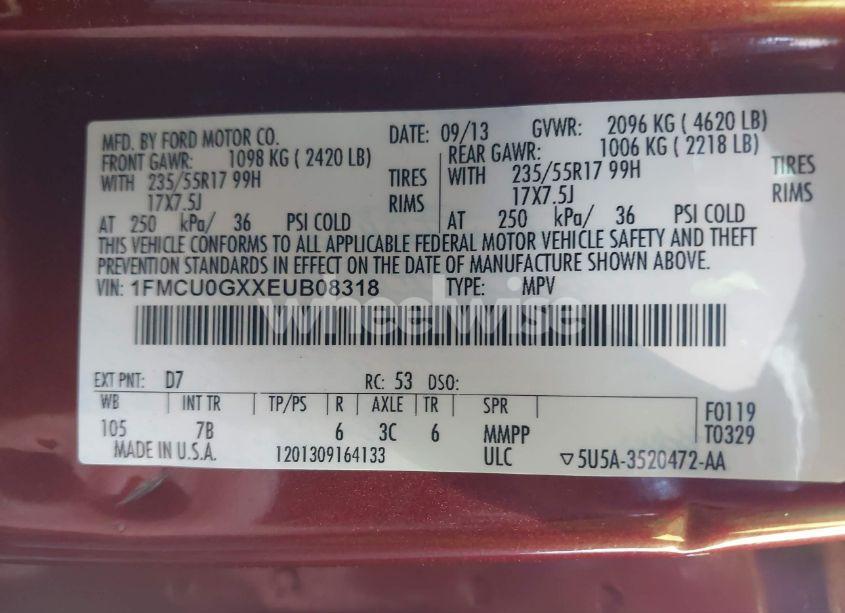 Photo 9 of 2014 Ford Escape SE (VIN 1FMCU0GXXEUB08318)