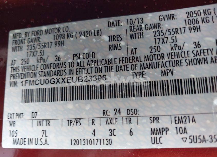 Photo 9 of 2014 Ford Escape SE (VIN 1FMCU0GXXEUB23398)