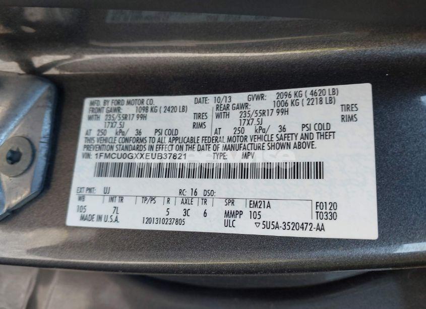 Photo 9 of 2014 Ford Escape SE (VIN 1FMCU0GXXEUB37821)