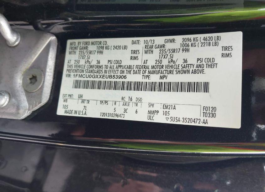 Photo 9 of 2014 Ford Escape SE (VIN 1FMCU0GXXEUB53906)