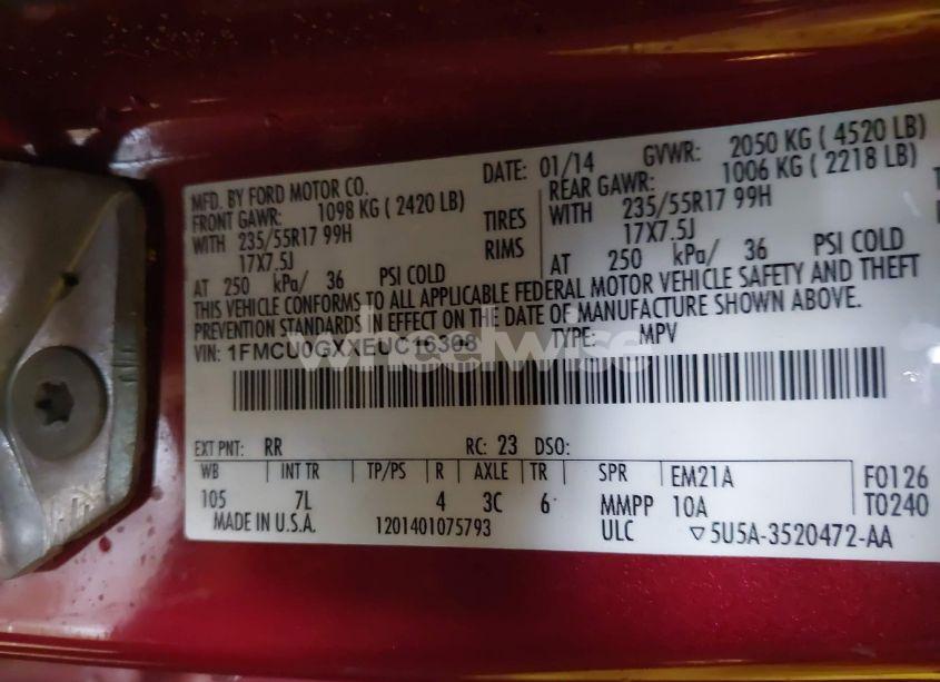 Photo 9 of 2014 Ford Escape SE (VIN 1FMCU0GXXEUC16308)