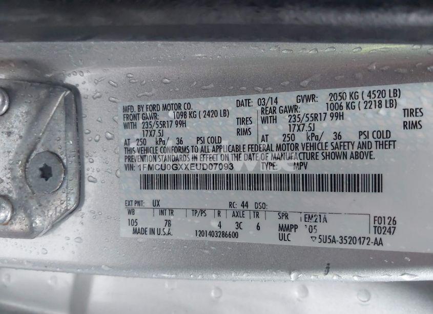 Photo 9 of 2014 Ford Escape SE (VIN 1FMCU0GXXEUD07093)