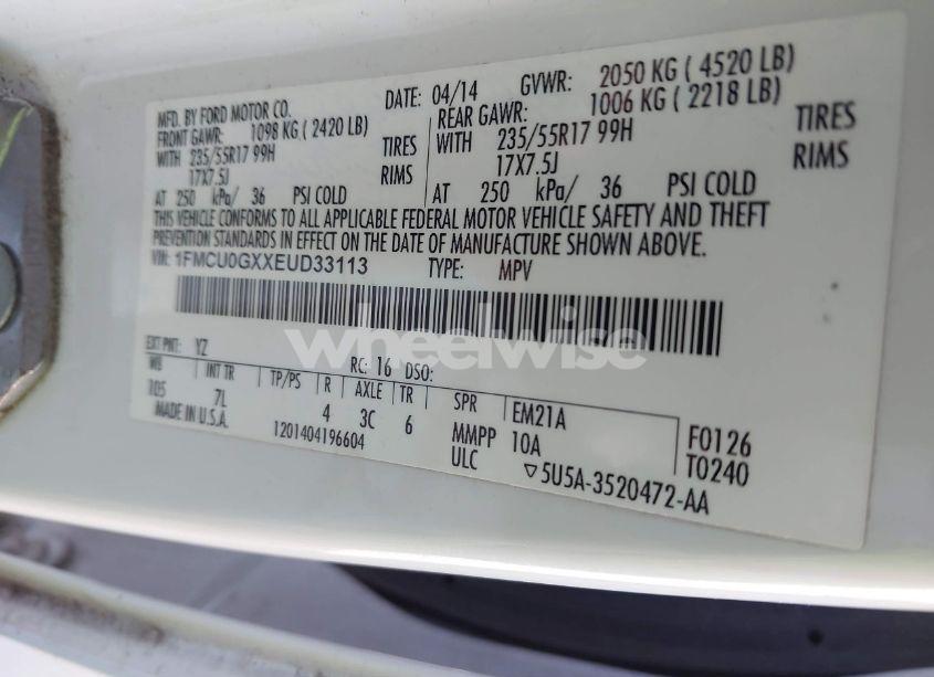 Photo 9 of 2014 Ford Escape SE (VIN 1FMCU0GXXEUD33113)