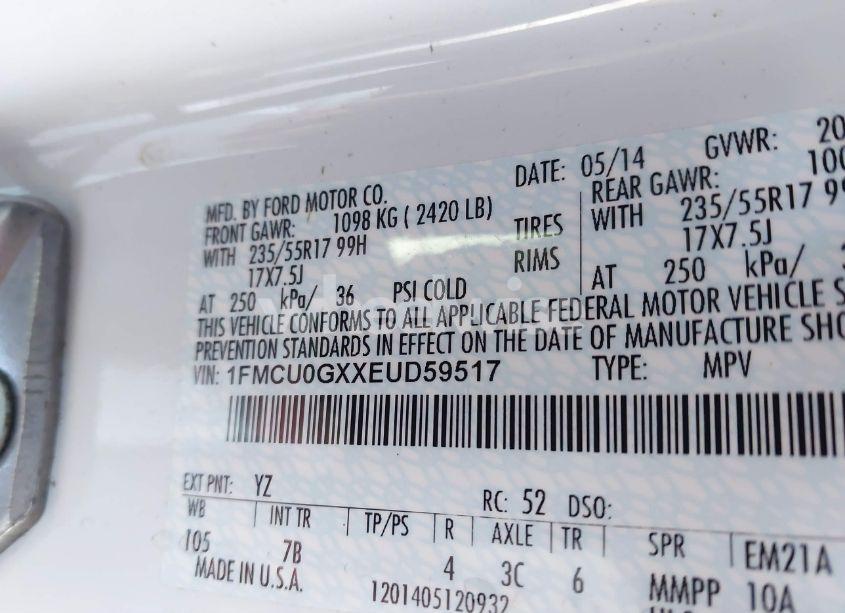 Photo 9 of 2014 Ford Escape SE (VIN 1FMCU0GXXEUD59517)