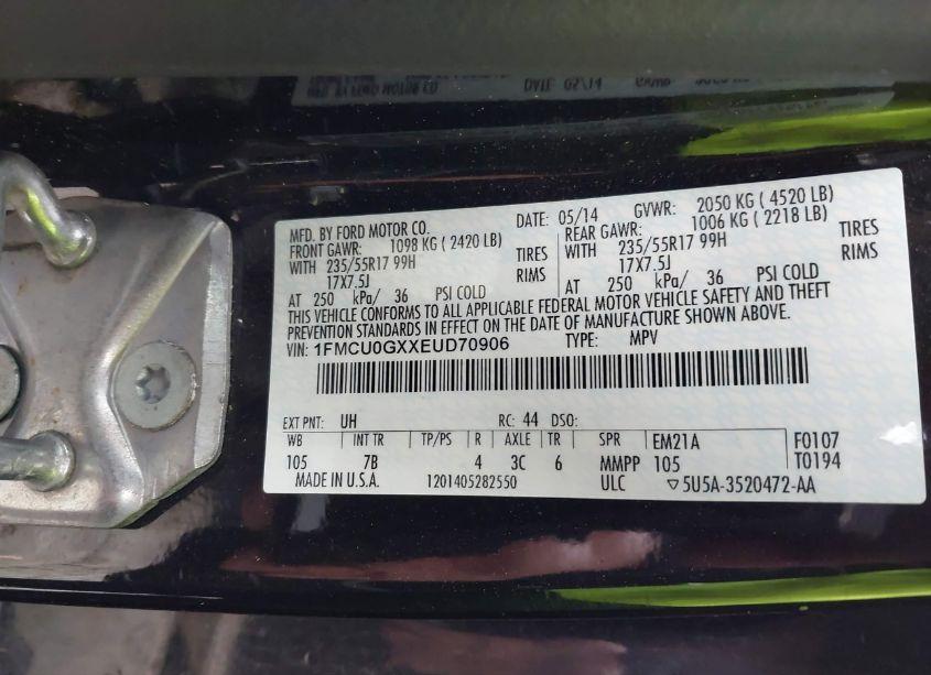 Photo 9 of 2014 Ford Escape SE (VIN 1FMCU0GXXEUD70906)