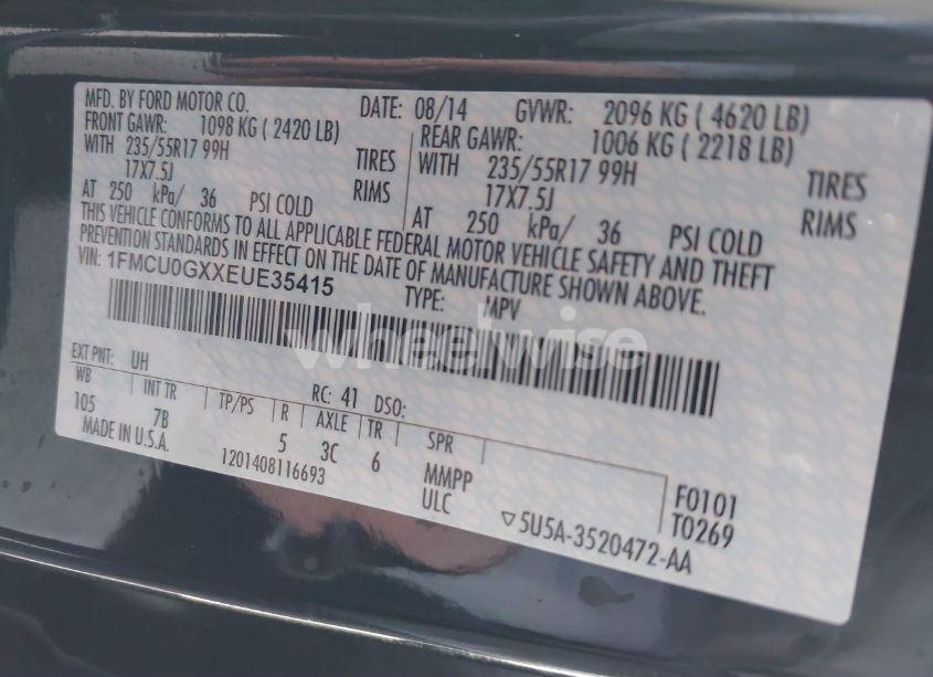 Photo 9 of 2014 Ford Escape SE (VIN 1FMCU0GXXEUE35415)