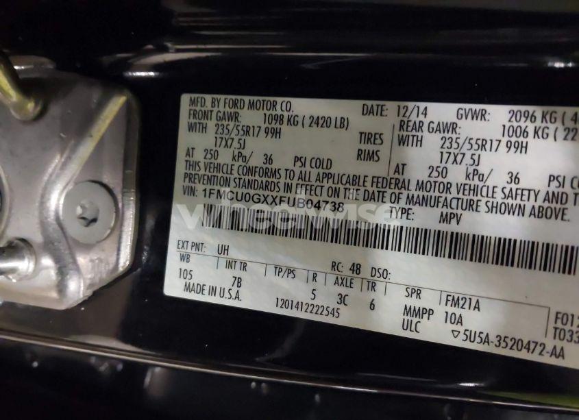 Photo 9 of 2015 Ford Escape SE (VIN 1FMCU0GXXFUB04738)