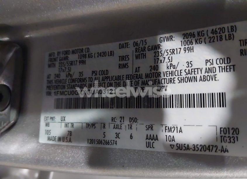 Photo 9 of 2016 Ford Escape SE (VIN 1FMCU0GXXGUA03121)