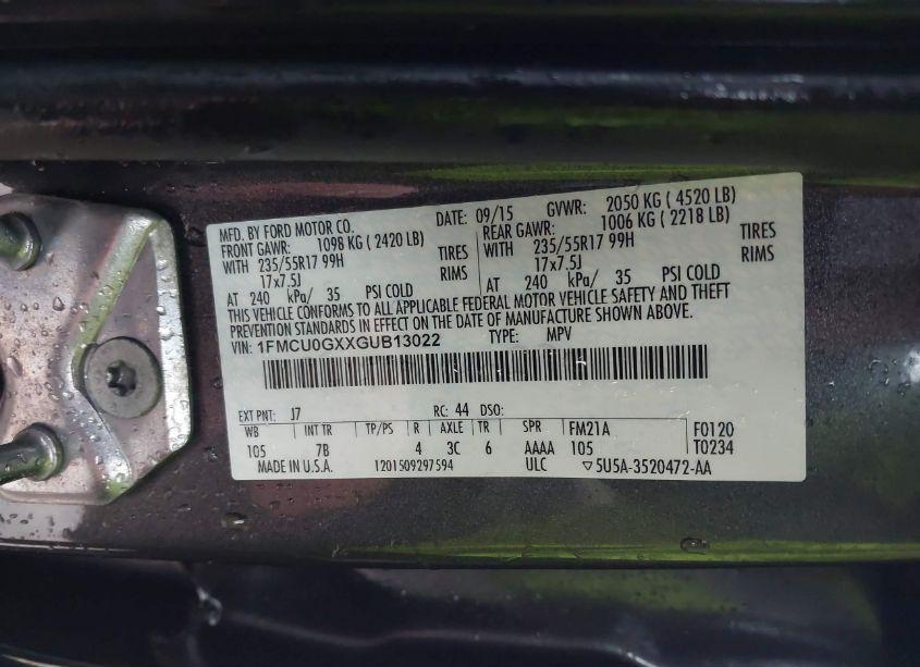 Photo 9 of 2016 Ford Escape SE (VIN 1FMCU0GXXGUB13022)