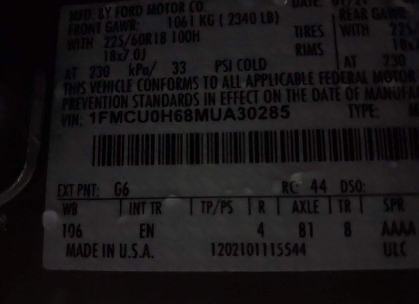 Photo 9 of 2021 Ford Escape SEL (VIN 1FMCU0H68MUA30285)