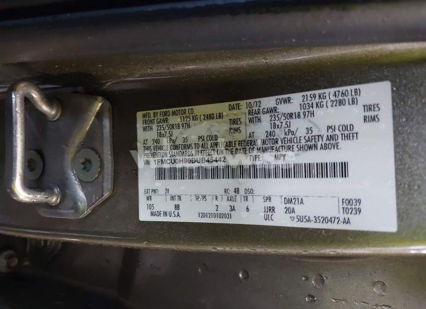 Photo 9 of 2013 Ford Escape SEL (VIN 1FMCU0H90DUB45442)