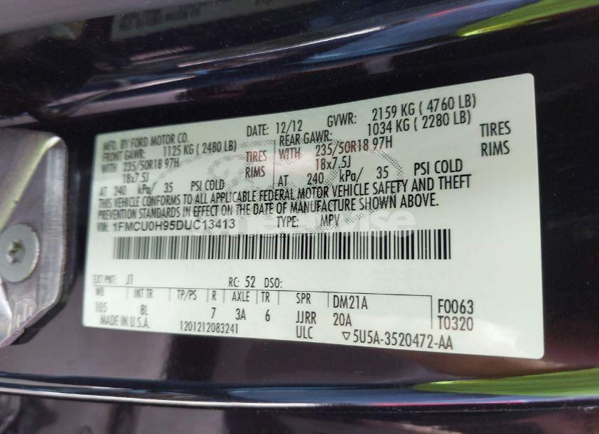 Photo 9 of 2013 Ford Escape SEL (VIN 1FMCU0H95DUC13413)