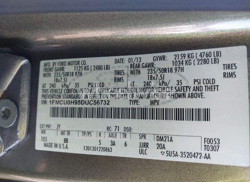Photo 9 of 2013 Ford Escape SEL (VIN 1FMCU0H95DUC56732)