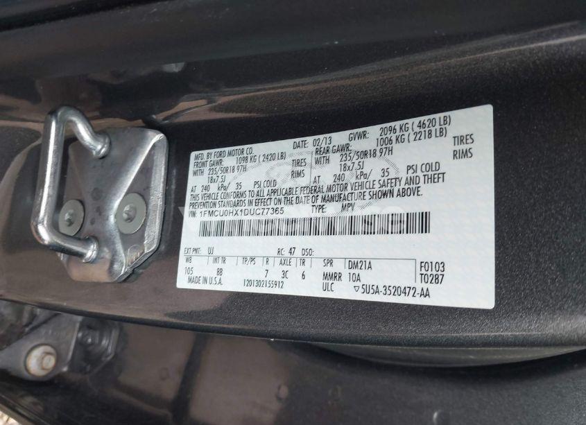 Photo 9 of 2013 Ford Escape SEL (VIN 1FMCU0HX1DUC77365)