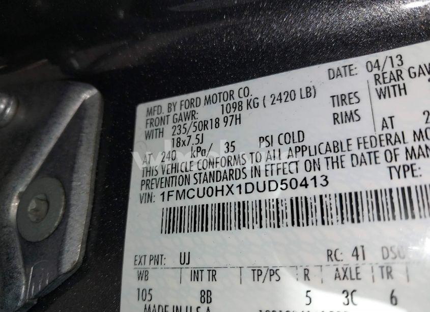 Photo 9 of 2013 Ford Escape SEL (VIN 1FMCU0HX1DUD50413)