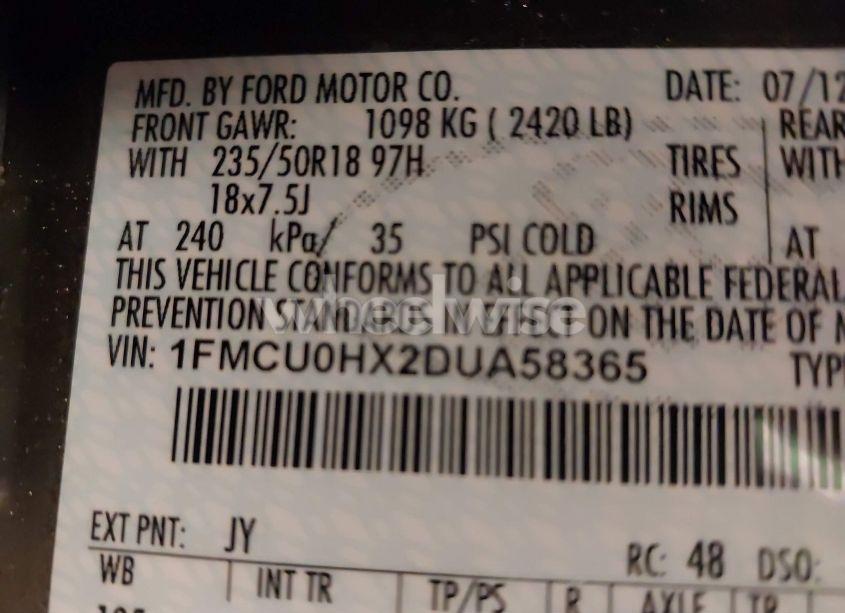 Photo 9 of 2013 Ford Escape SEL (VIN 1FMCU0HX2DUA58365)