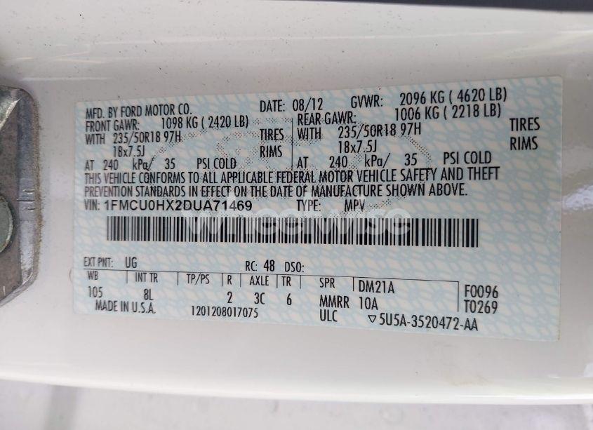 Photo 9 of 2013 Ford Escape SEL (VIN 1FMCU0HX2DUA71469)