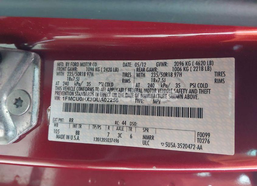 Photo 9 of 2013 Ford Escape SEL (VIN 1FMCU0HX3DUA02256)