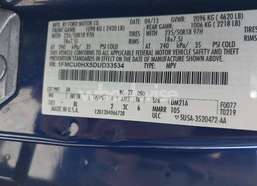 Photo 9 of 2013 Ford Escape SEL (VIN 1FMCU0HX5DUD33534)