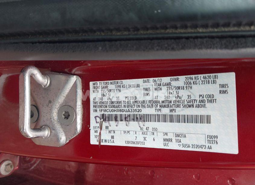 Photo 9 of 2013 Ford Escape SEL (VIN 1FMCU0HX6DUA33520)