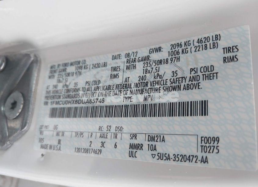 Photo 9 of 2013 Ford Escape SEL (VIN 1FMCU0HX6DUA85746)