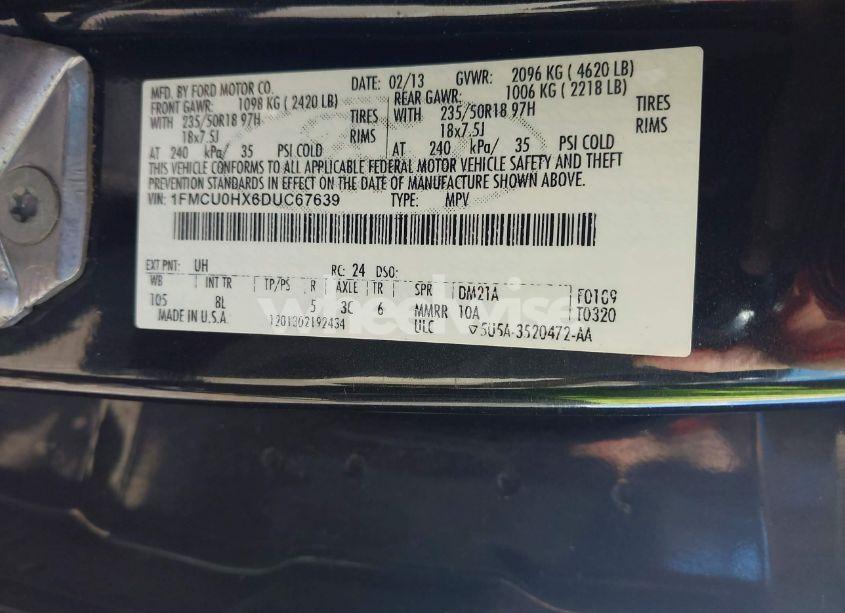 Photo 9 of 2013 Ford Escape SEL (VIN 1FMCU0HX6DUC67639)