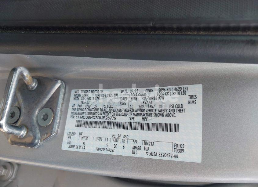 Photo 9 of 2013 Ford Escape SEL (VIN 1FMCU0HX7DUB28779)