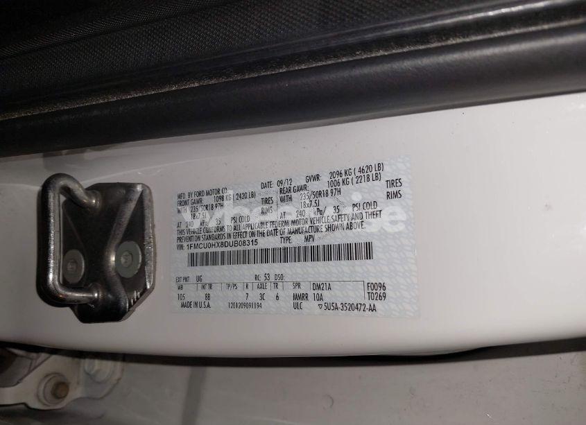 Photo 9 of 2013 Ford Escape SEL (VIN 1FMCU0HX8DUB08315)