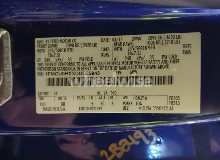 Photo 9 of 2013 Ford Escape SEL (VIN 1FMCU0HXXDUD32945)