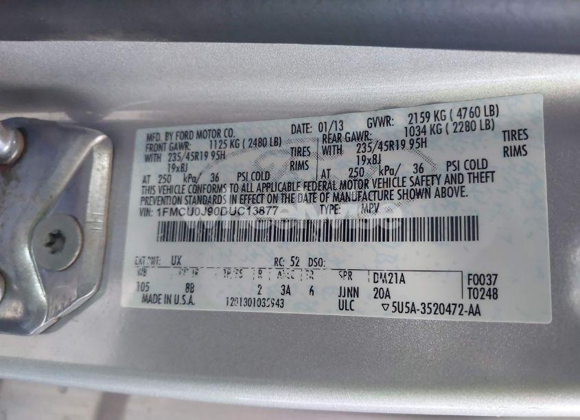 Photo 9 of 2013 Ford Escape TITANIUM (VIN 1FMCU0J90DUC13877)