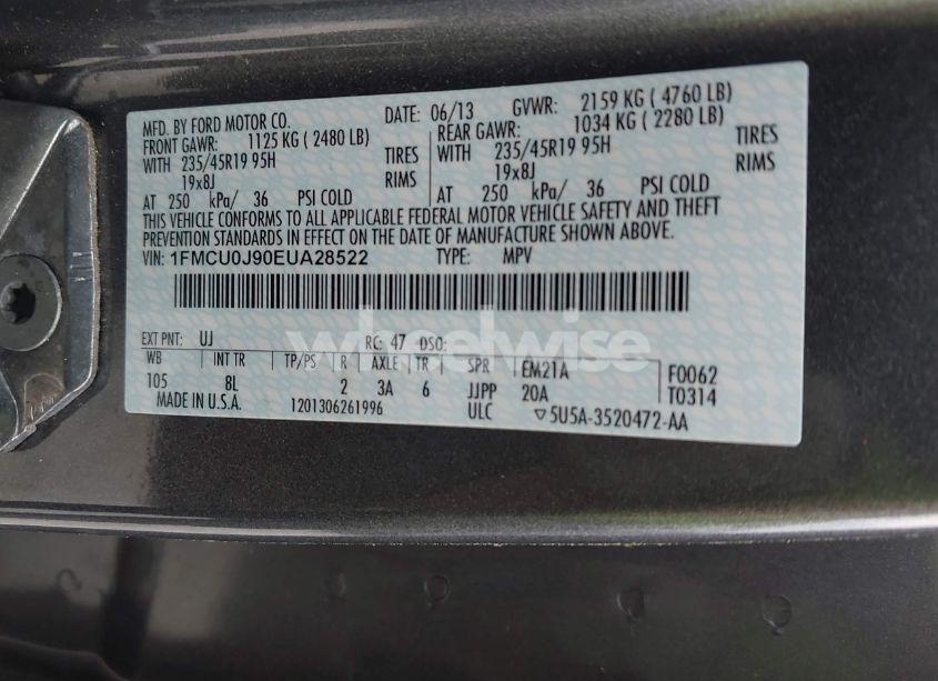 Photo 9 of 2014 Ford Escape TITANIUM (VIN 1FMCU0J90EUA28522)