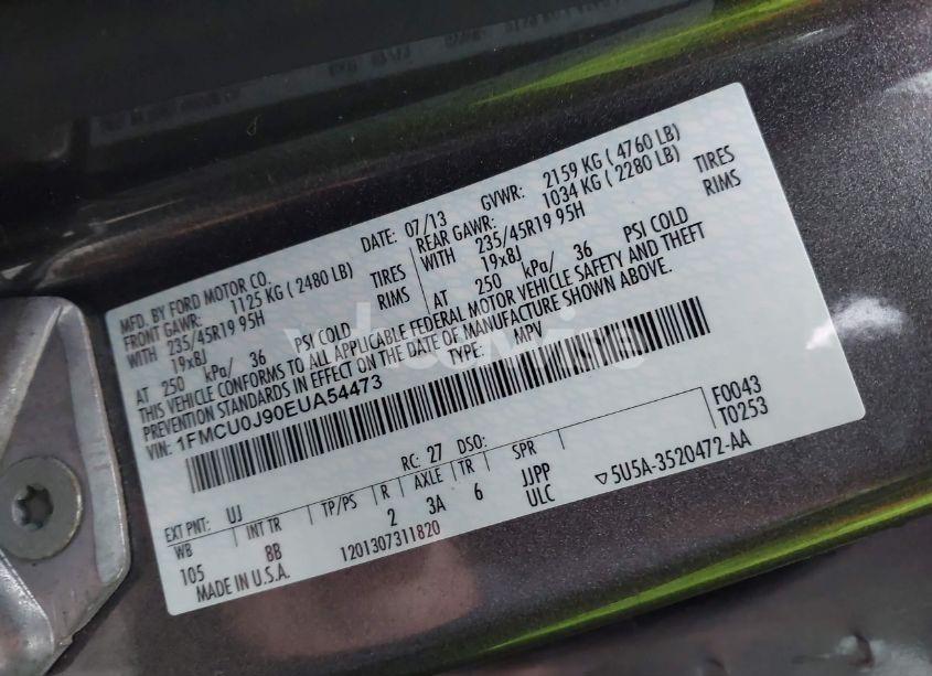 Photo 9 of 2014 Ford Escape TITANIUM (VIN 1FMCU0J90EUA54473)