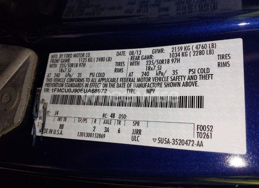 Photo 9 of 2014 Ford Escape TITANIUM (VIN 1FMCU0J90EUA68972)