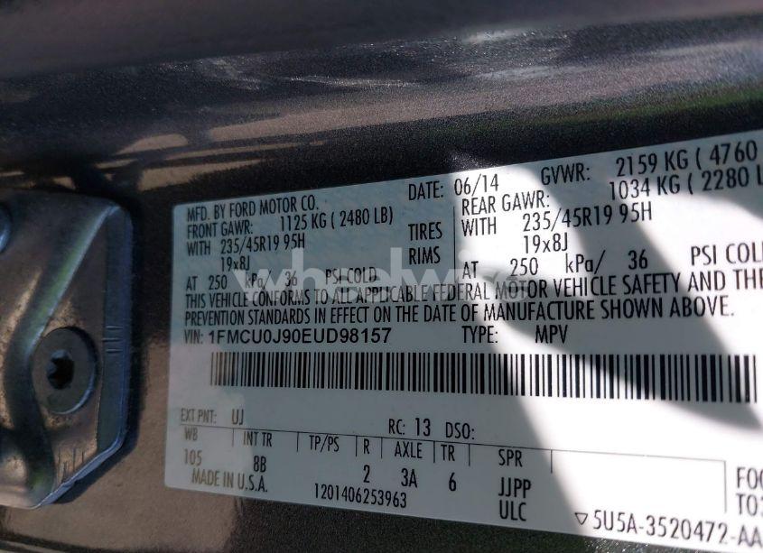 Photo 9 of 2014 Ford Escape TITANIUM (VIN 1FMCU0J90EUD98157)