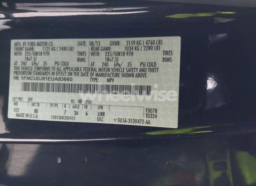 Photo 9 of 2014 Ford Escape TITANIUM (VIN 1FMCU0J91EUA83660)