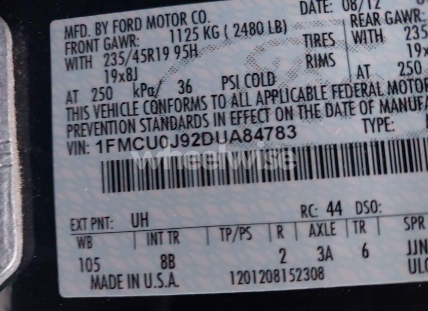 Photo 9 of 2013 Ford Escape TITANIUM (VIN 1FMCU0J92DUA84783)