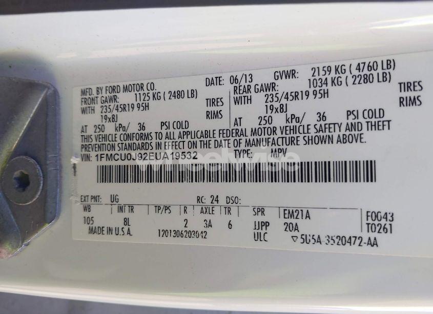 Photo 9 of 2014 Ford Escape TITANIUM (VIN 1FMCU0J92EUA19532)