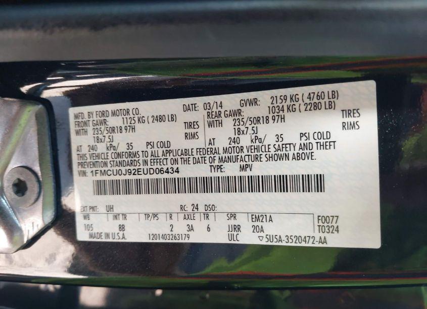 Photo 9 of 2014 Ford Escape TITANIUM (VIN 1FMCU0J92EUD06434)