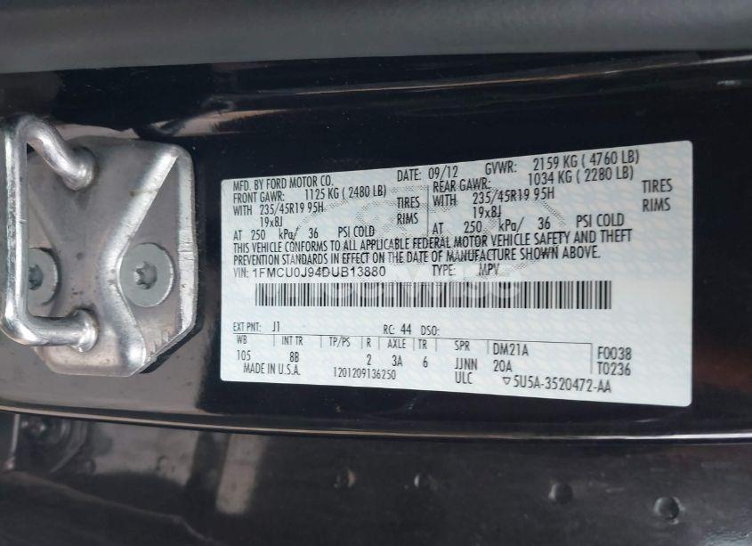 Photo 9 of 2013 Ford Escape TITANIUM (VIN 1FMCU0J94DUB13880)