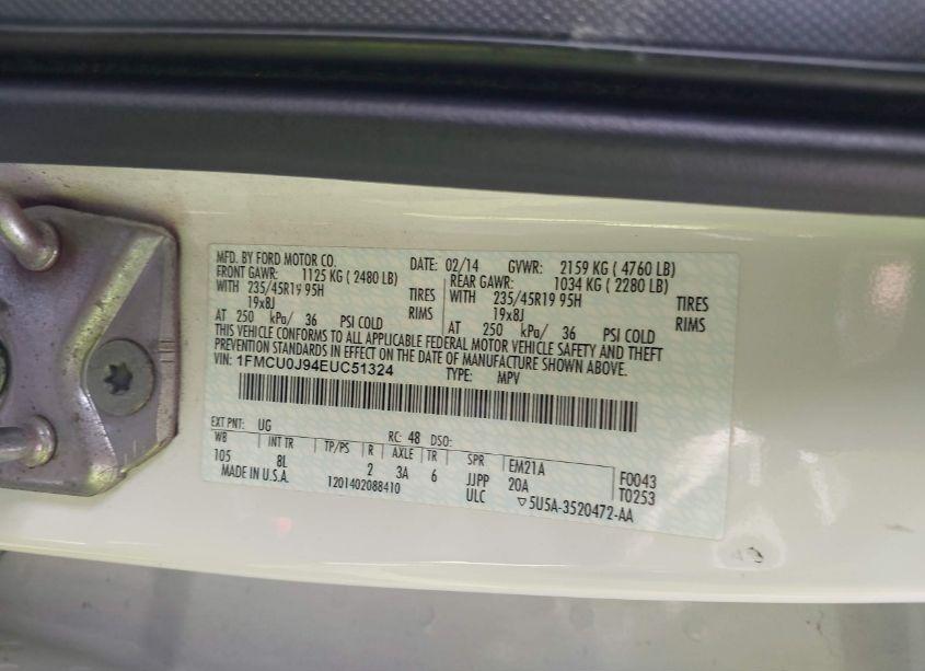 Photo 9 of 2014 Ford Escape TITANIUM (VIN 1FMCU0J94EUC51324)