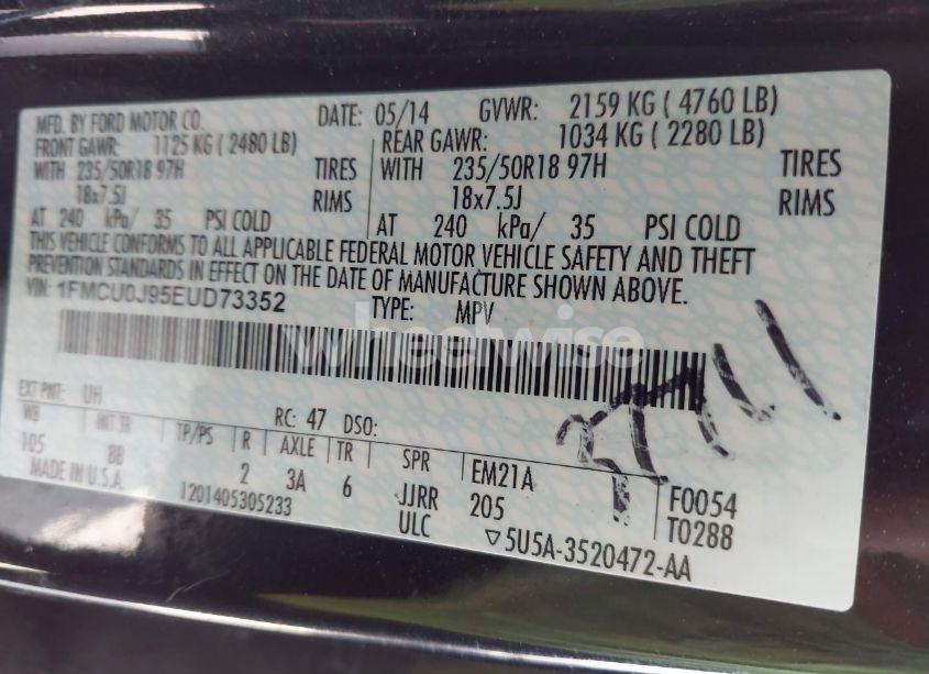 Photo 9 of 2014 Ford Escape TITANIUM (VIN 1FMCU0J95EUD73352)