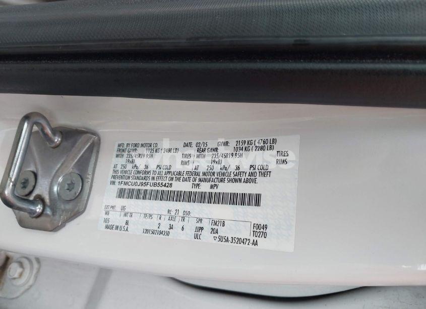 Photo 9 of 2015 Ford Escape TITANIUM (VIN 1FMCU0J95FUB55428)