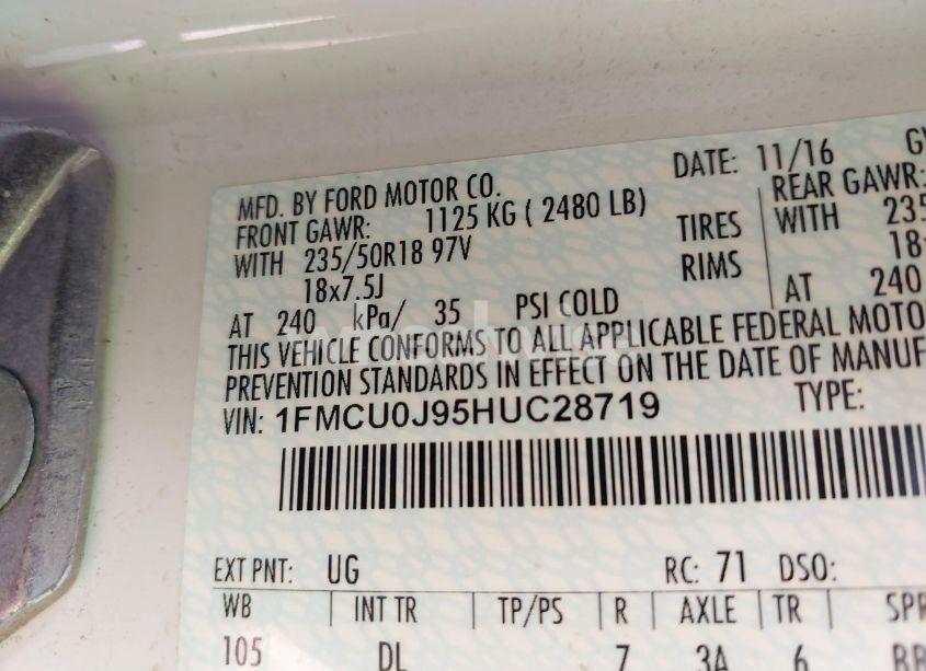 Photo 9 of 2017 Ford Escape TITANIUM (VIN 1FMCU0J95HUC28719)