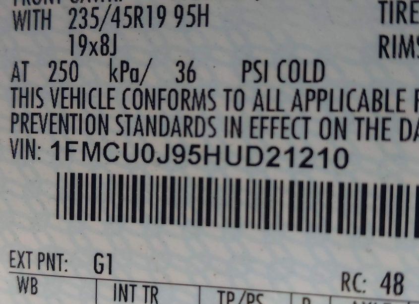 Photo 9 of 2017 Ford Escape TITANIUM (VIN 1FMCU0J95HUD21210)