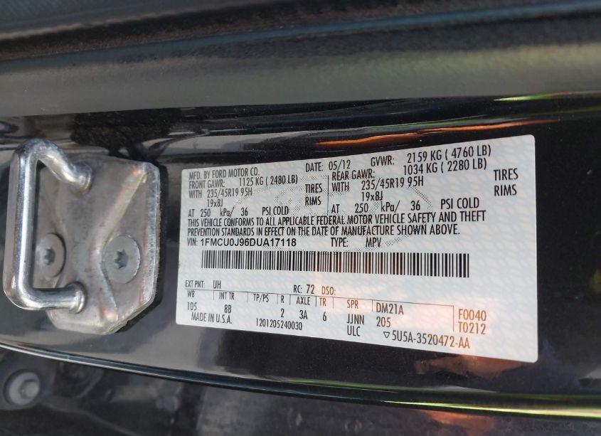 Photo 9 of 2013 Ford Escape TITANIUM (VIN 1FMCU0J96DUA17118)