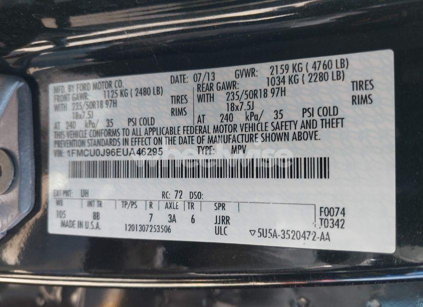 Photo 9 of 2014 Ford Escape TITANIUM (VIN 1FMCU0J96EUA46295)